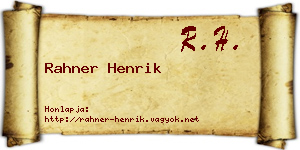 Rahner Henrik névjegykártya